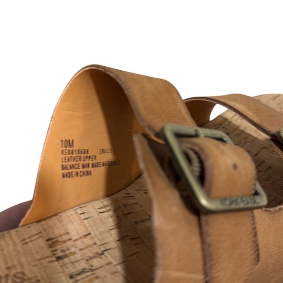 Kork Ease Womens Tan Leather Double Buckle Cork Wedge Slide Sandals Size‎ 10M - Picture 6 of 8